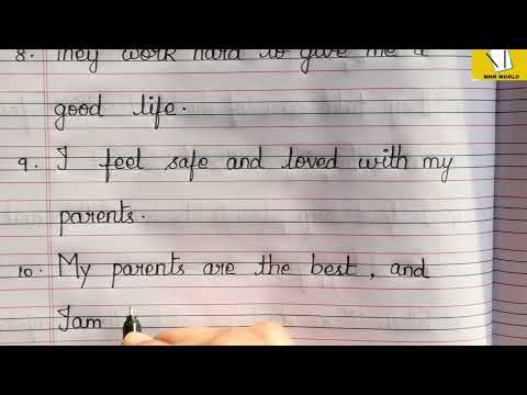 Parents Cursive 10 Lines on Parents / Neat and Clean Cursive Handwriting / Writing ...